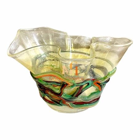 ムラーノ・グラスの花瓶（グリーン）-イタリア製｜MuranoGlassItaly