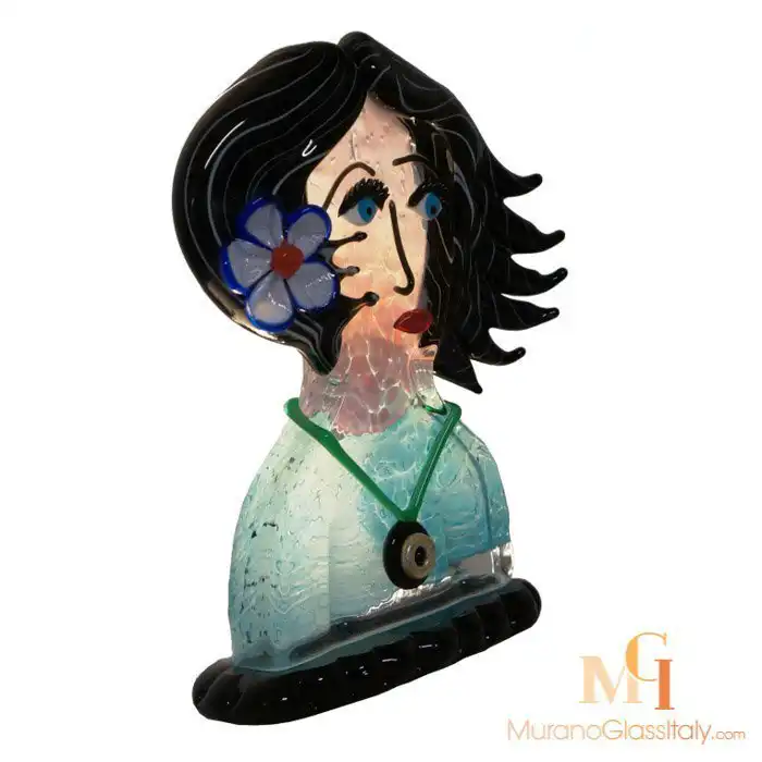 Gina – Gesicht Skulptur – 28cm – Seitenansicht