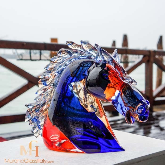 murano glass horse head