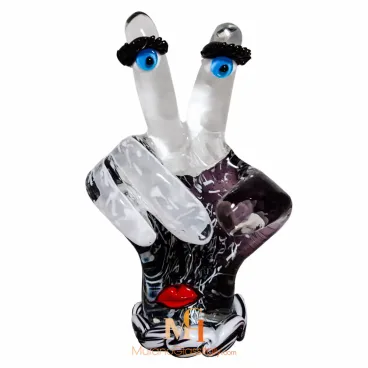 أسود وأبيض - منحوتة يد من زجاج مورانو