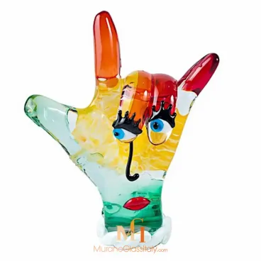 أحبك - منحوتة يد من زجاج مورانو