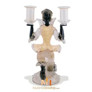 Romantisch Gold - Muranoglas Kerzenständer