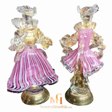 Nuptials Rose - Figurine Couple Murano