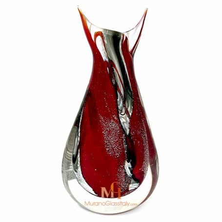 【Luciano Vistosi】MURANO フラワーベース　花瓶 レッド Luciano Vistosi】MURANO フラワーベース 花瓶 レッド