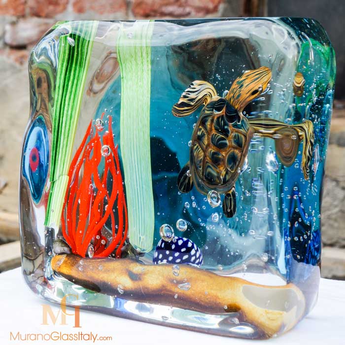 Handblown Murano Crystal Glass Sea Life Sculpture