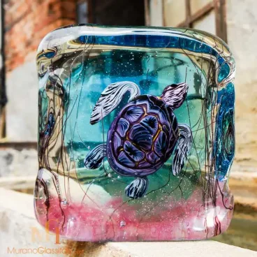 تمثال سلحفاة من كريستال مورانو