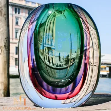 Sommerso Green - Murano Glass Vase