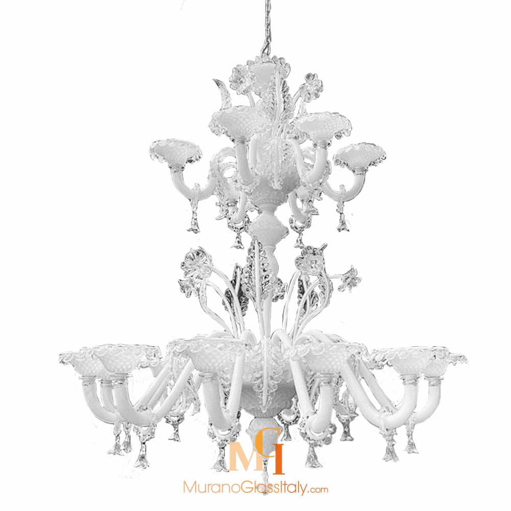 Lampadario di murano classico bianco negozio ... Lampadario bianco murano