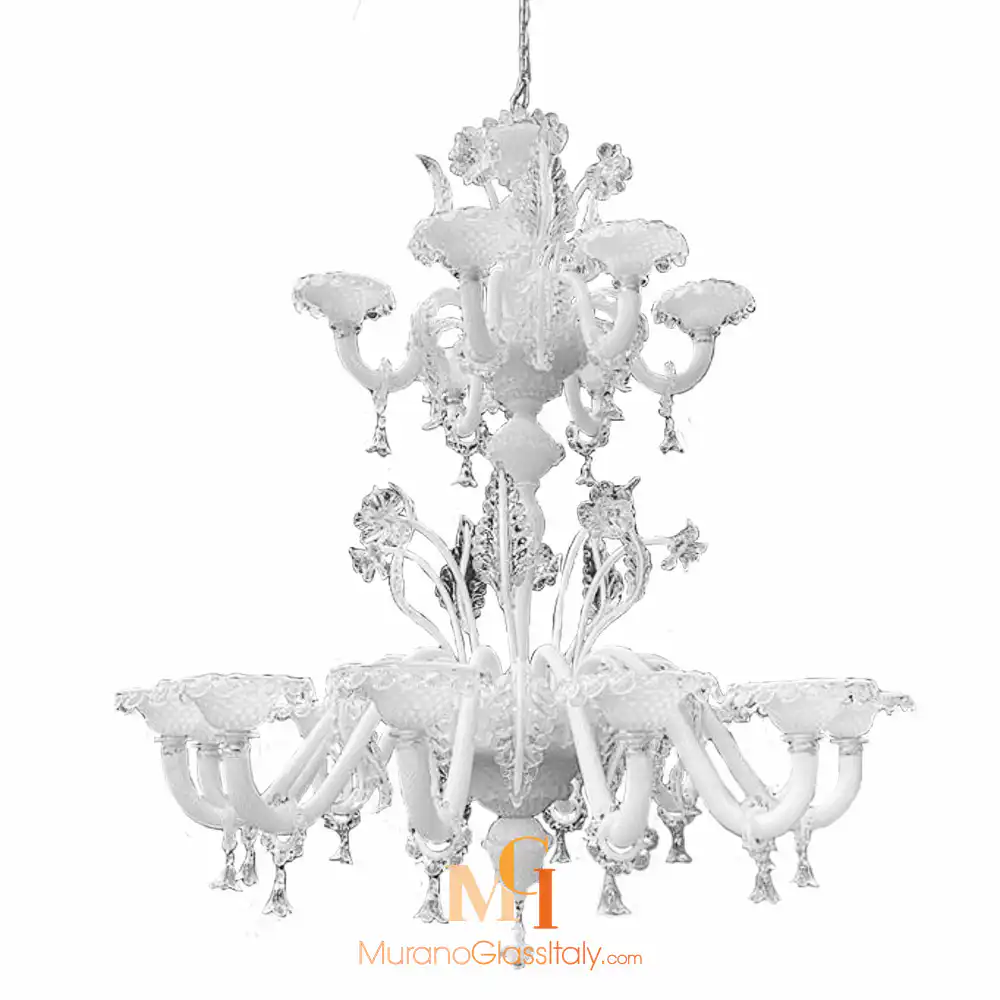 White Murano Glass Chandelier