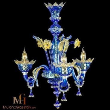 blue murano glass chandelier