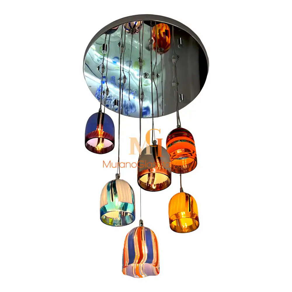 Coloured Glass 6 Pendant Lights coloured glass pendant lights