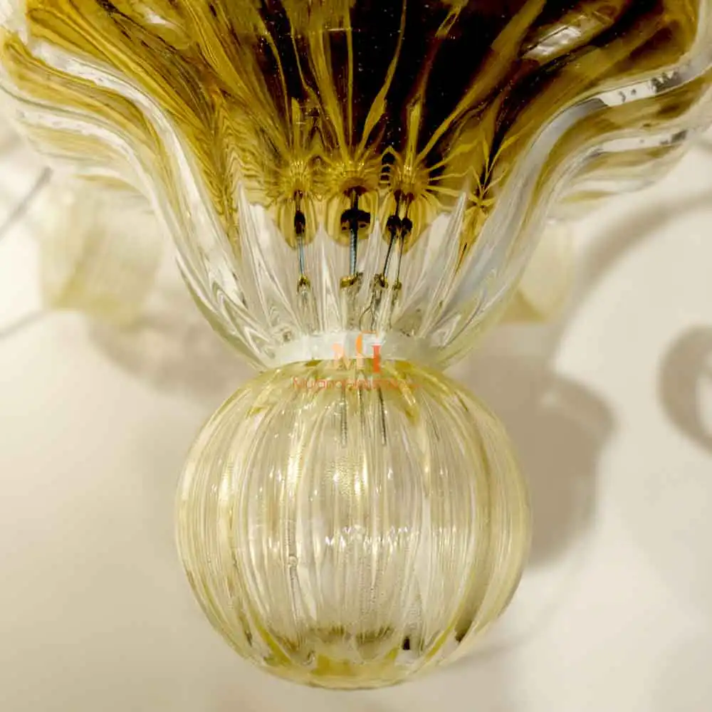 Ricciolo – Crystal Amber Glass Chandelier-3 Crystal Amber Glass Chandelier