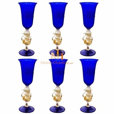 Verres à boire Tumblers Murano Sets: Set de 6 verres à boire -Twisted -  bleu clair - Verre de Murano original