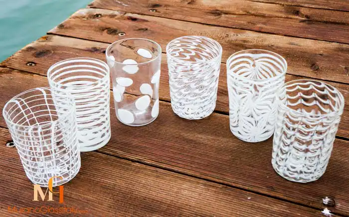 Drinking Glasses Murrine white_top venetian glass tumblers