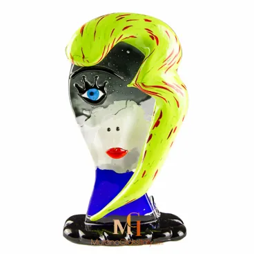كاتنيس أخضر - ديكور تمثال وجه امراة من الزجاج