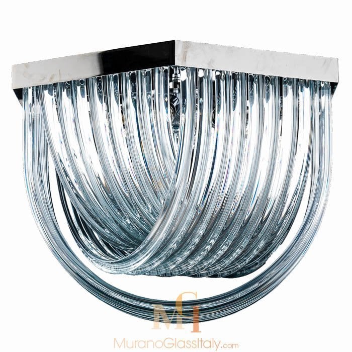 Modern Italian Crystal Glass Pentand Light with Gold Metal Finish