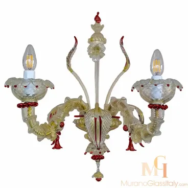 オーキデア・レッド - ムラノグラス製壁掛け燭台