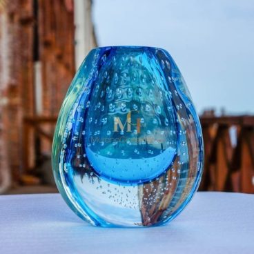 murano blue glass vase