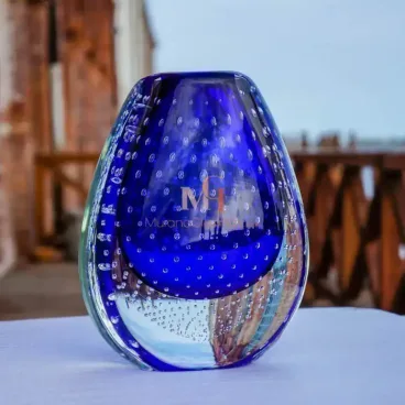 Puffo Blau - Glasvase Türkis