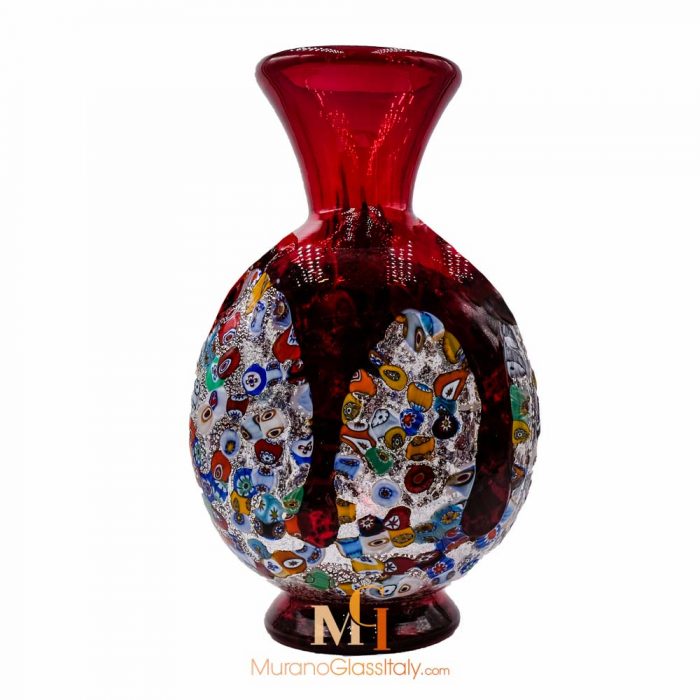 red murano glass vase