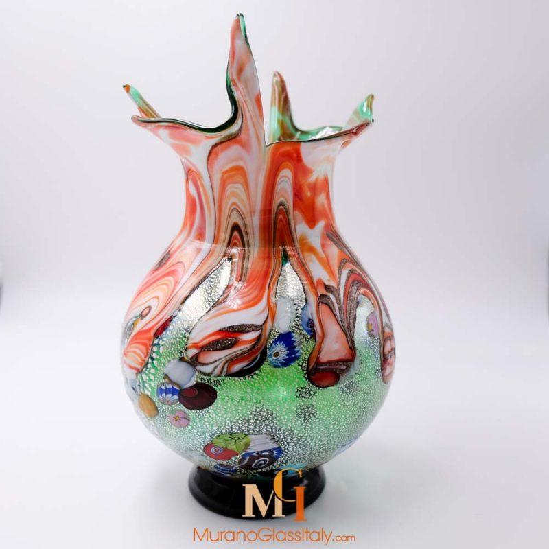 Vase En Verre De Murano Bleu – Modèle Vagues – Tammaro Home – Déco Moderne
