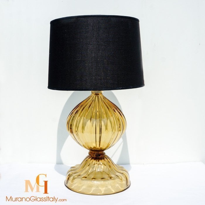 Modern Amber Murano Crystal Glass Table Lamp