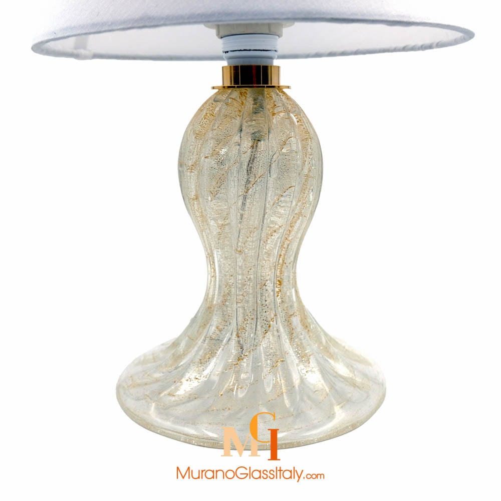 Lampe de table avec abat-jour en verre de Murano opale blanc Alega