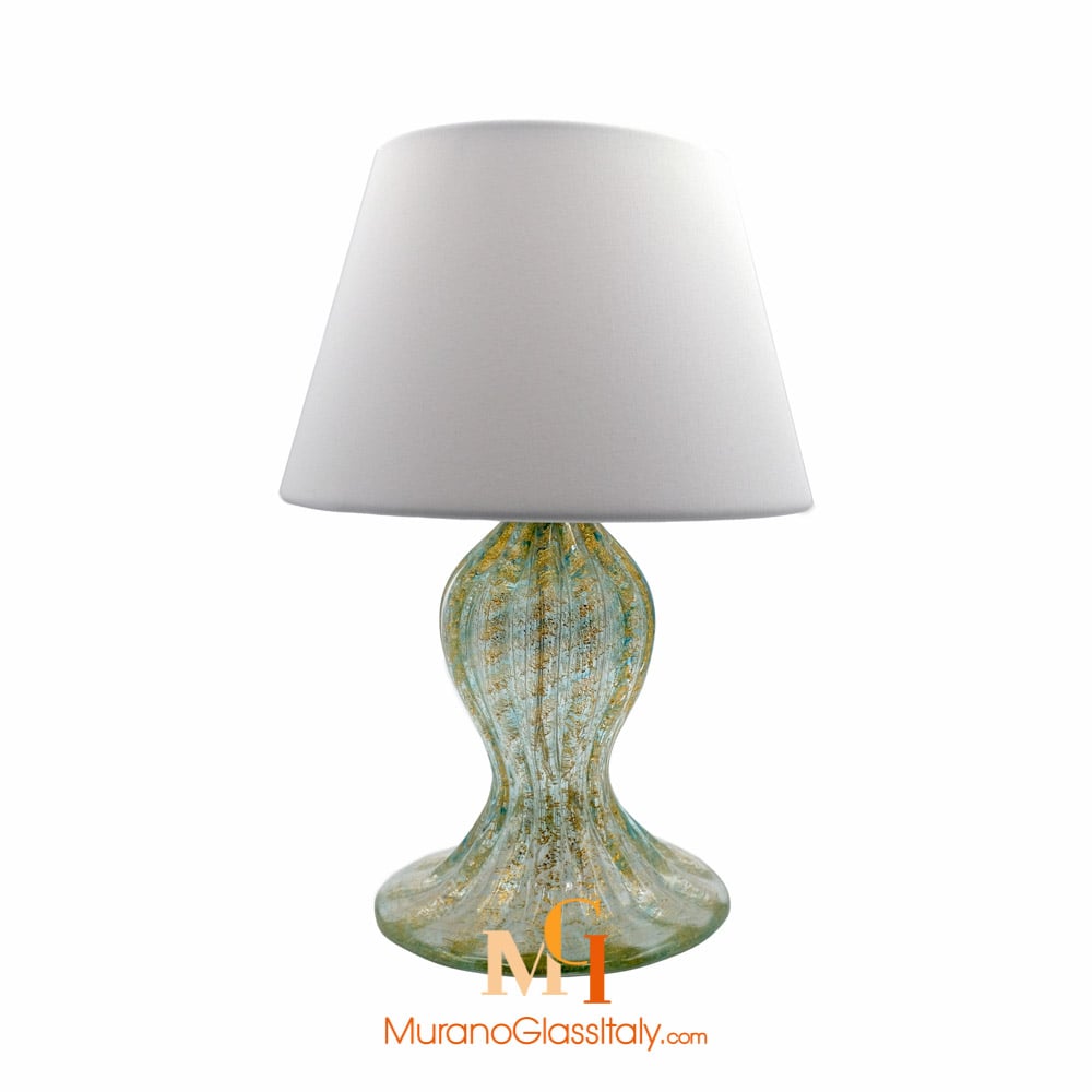Lampe de table avec abat-jour en verre de Murano opale blanc Alega