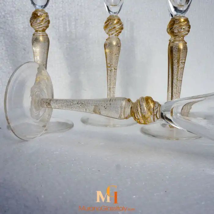威尼斯玻璃酒杯 – 24K纯金搭配 – 产品细节图