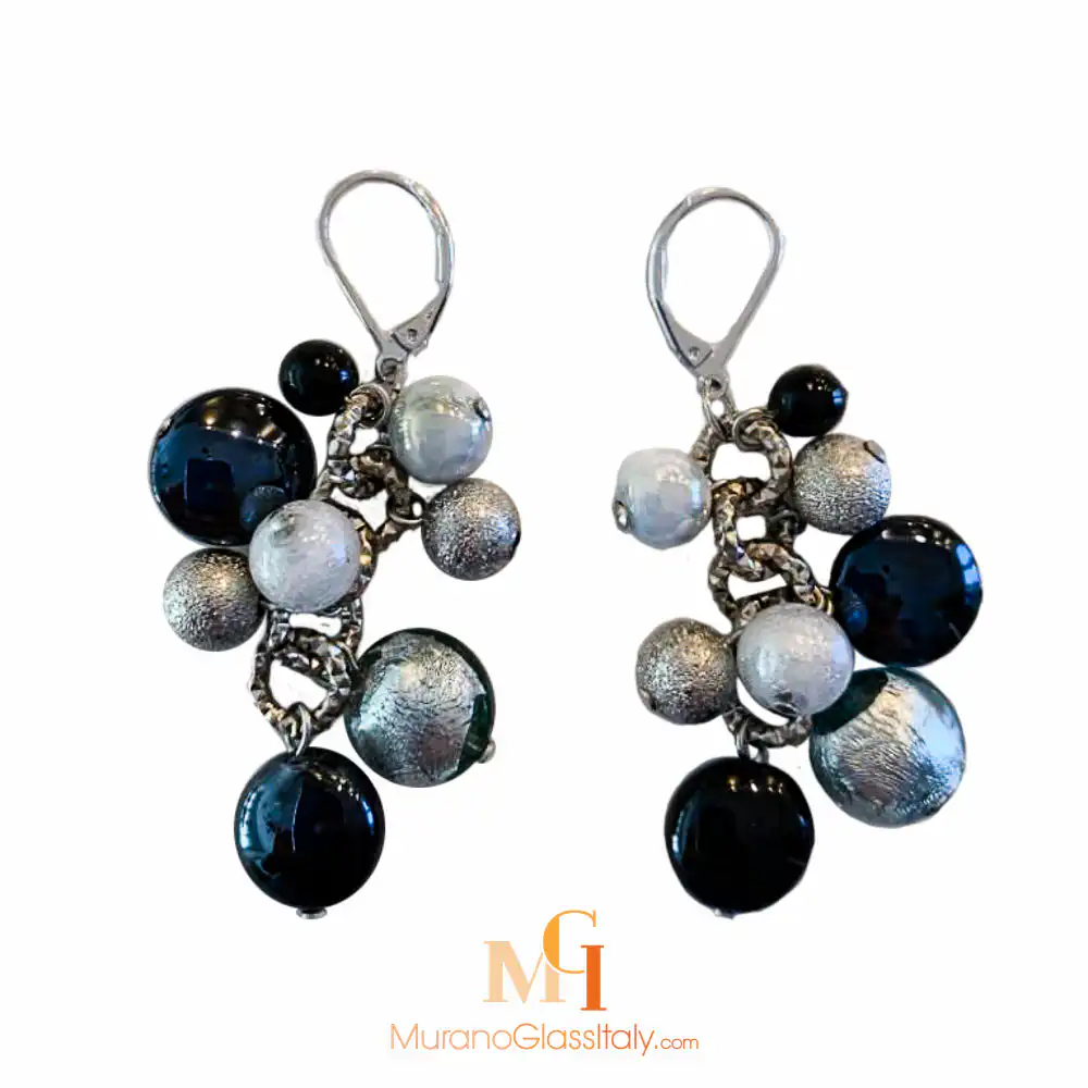 Murano Glass Jewelry Earrings - Variation Black