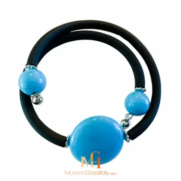 Gemma Blue - Pulsera de cuentas de vidrio veneciano