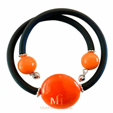 Gemma Orange - Venetian Glass Bead Bracelet