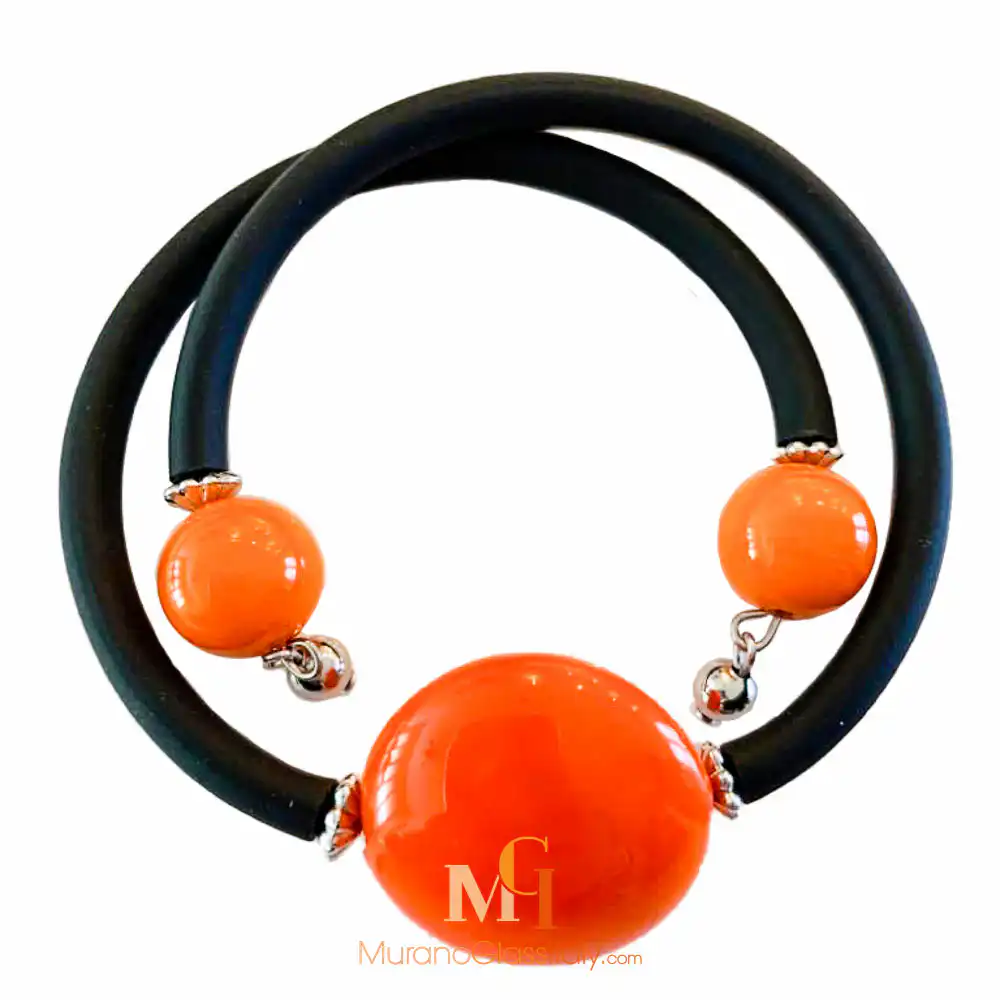 Venetian Glass Bead Bracelet – Orange