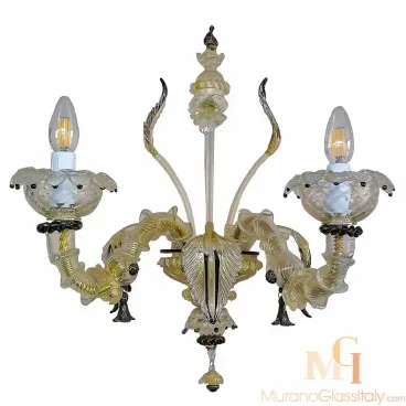 オーキデア ブラック - ムラーノガラス製壁掛け燭台