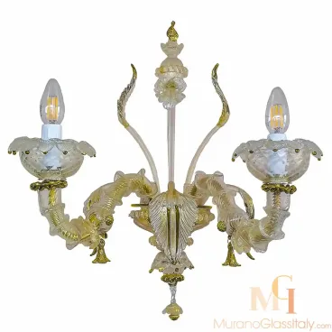 オーキデア・ゴールド - ムラーノガラス製壁掛け燭台