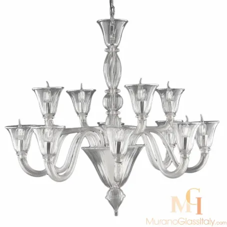 Lámpara de araña blanca de Murano