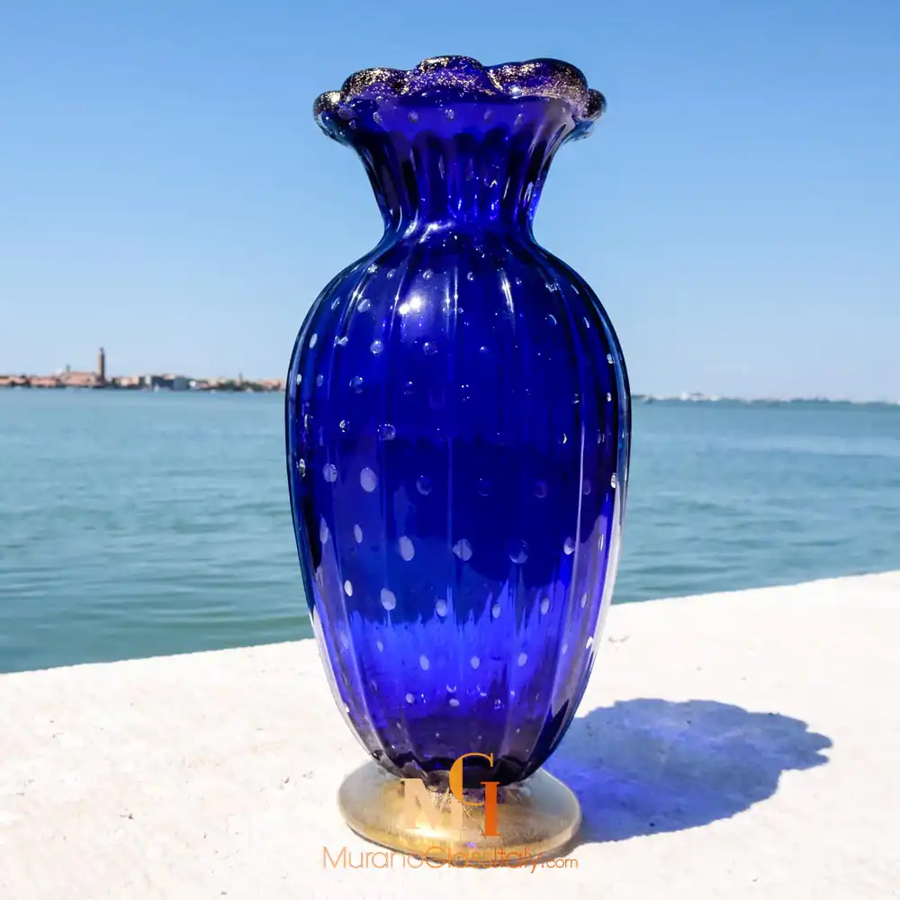 Apollo – Italian Murano Glass Vase – Blue – Front ديكور فازات