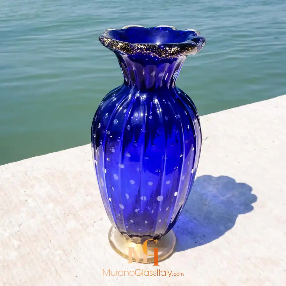 Apollo – Italian Murano Glass Vase – Blue – Top ديكور فازات