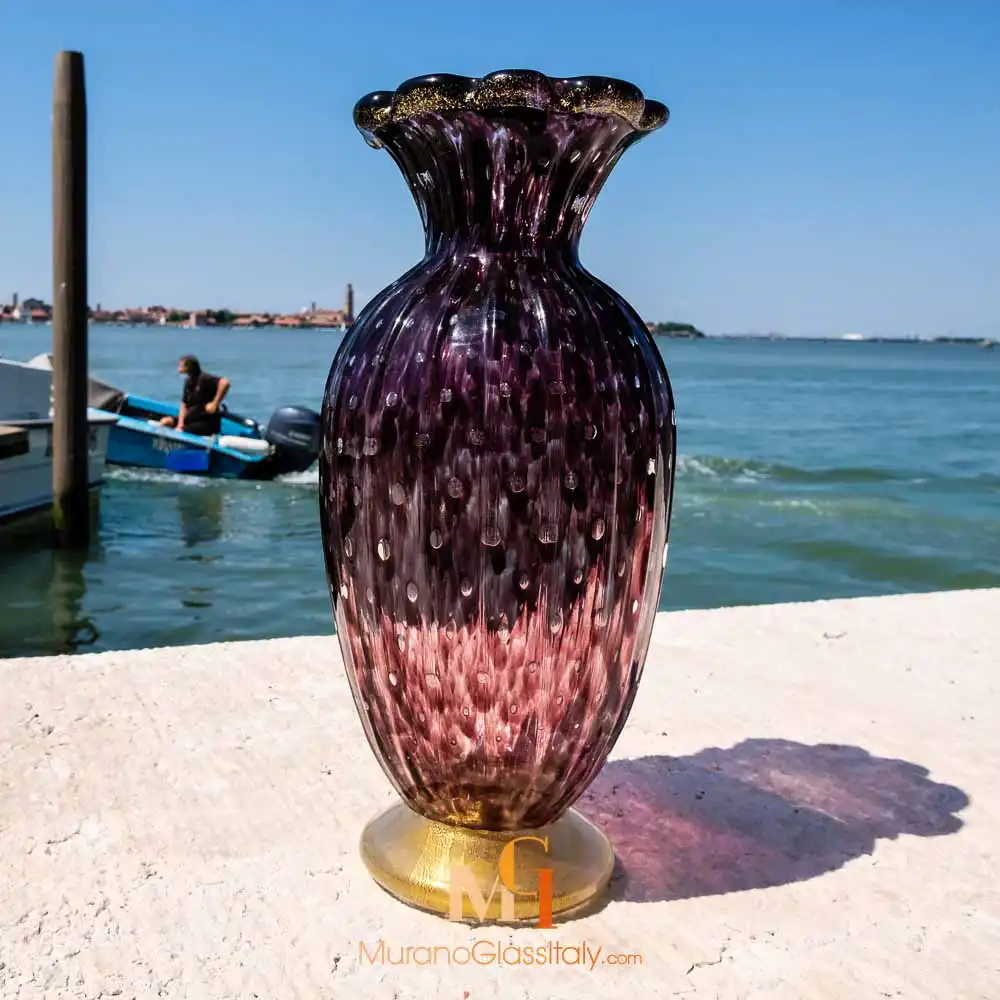 Apollo – Italian Murano Glass Vase – Purple – Side ديكور فازات