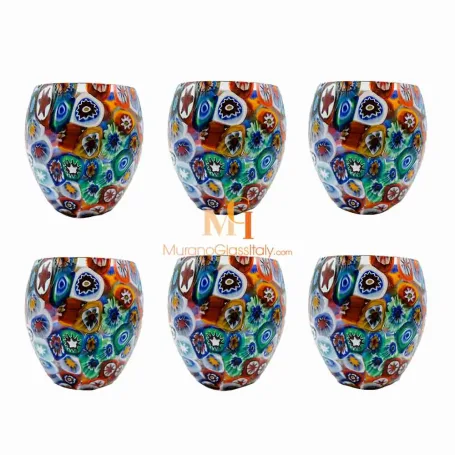 イタリア、ムラーノ島、手作り、ミルフィオリショットグラス7.2cm Millefiori グラス - オンラインストア｜イタリア製ガラス製品の公式