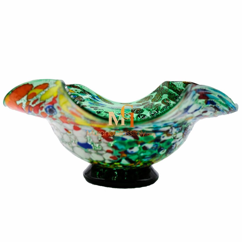 Schale Obstschale Konfektschale Murano Sky Transparent Gelb Rot L 45 cm Traumhaft Handgeformte Schale