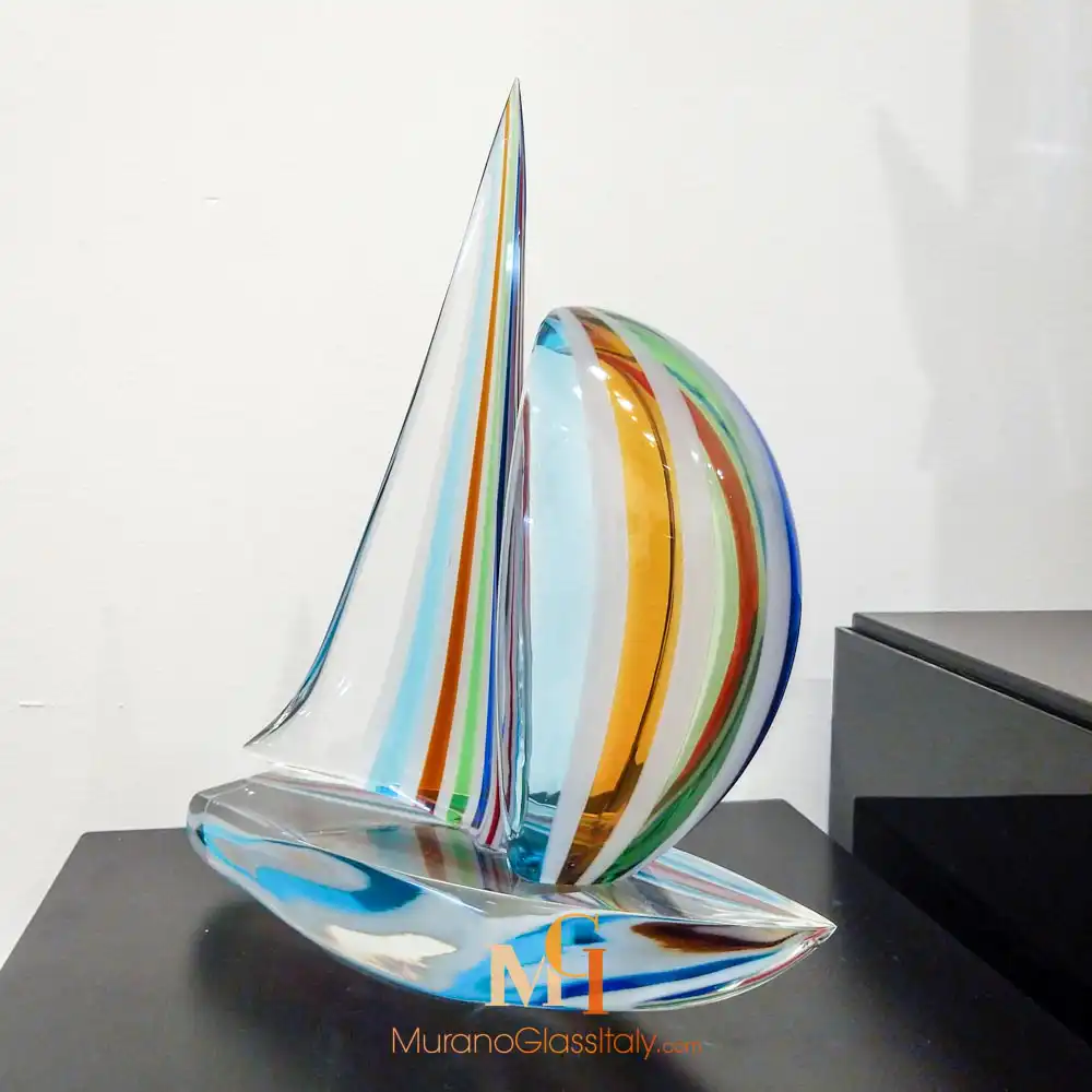 Firefly – Murano Sailboat – Blue, Yellow, Green Main Murano Sailboat