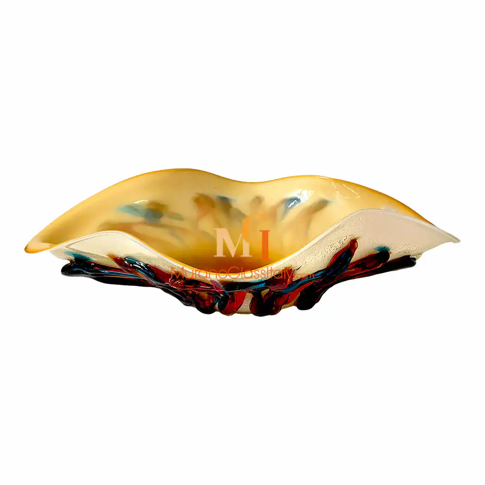 Olympus – Beige Murano Glass Bowl – side Blue Murano Glass Bowl