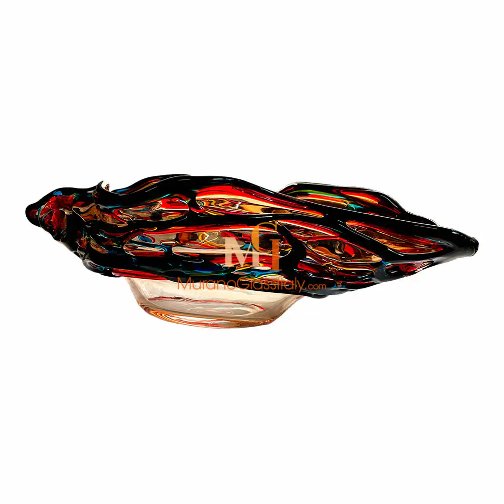 Olympus – Clear Murano Glass Bowl – side Blue Murano Glass Bowl