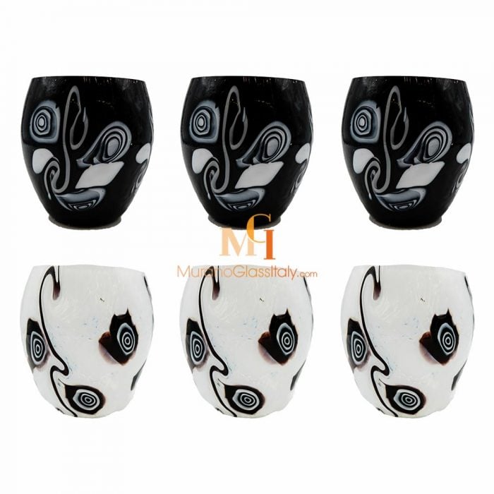 black and white drinking glasses