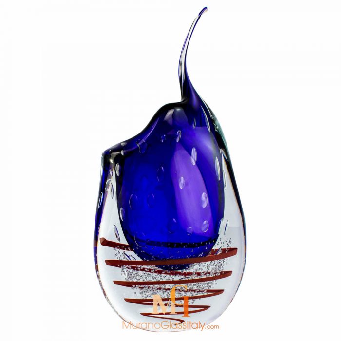 blue art glass vase