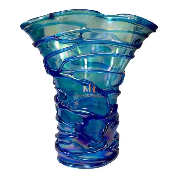 vase verre bleu