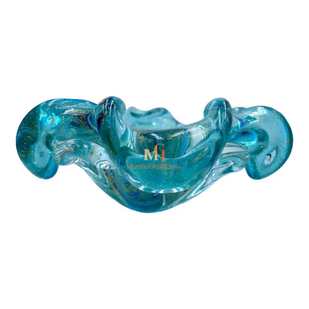 Ninfea Blue — Blue Art Glass Bowl-1