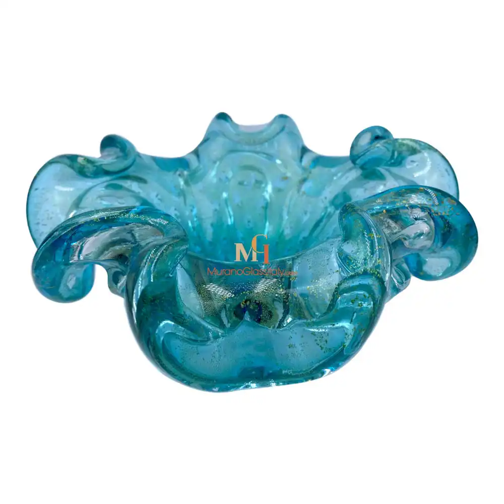Ninfea Blue - Blue Art Glass Bowl-2