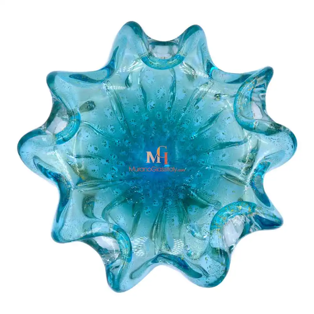 Ninfea Blue — Blue Art Glass Bowl-3